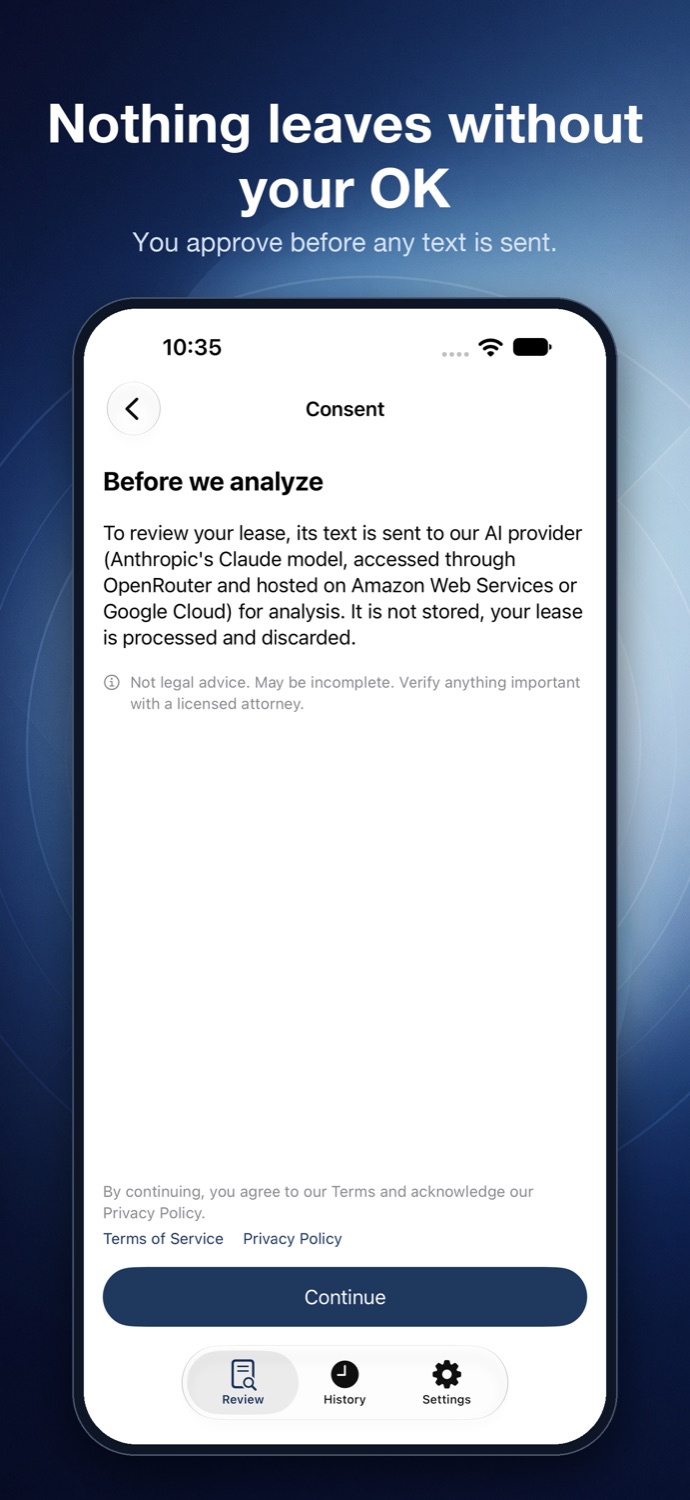 The Clause Lens consent screen