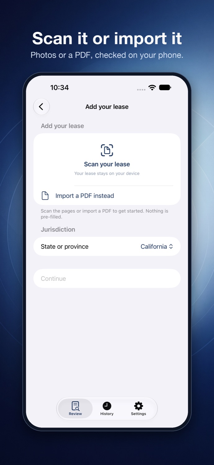 Clause Lens scan and import screen