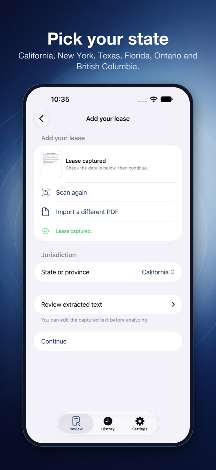Clause Lens state and province picker